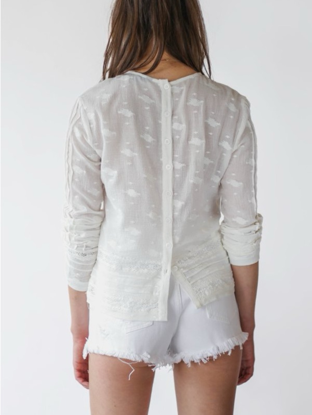 Veronica Beard Carmen White Cotton Lace Pintuck Blouse Romantic Boho Large - Picture 2 of 11